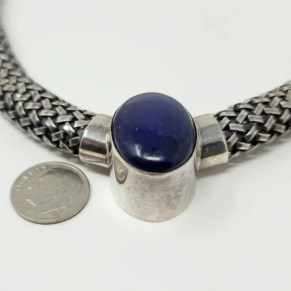 Sterling Silver Lapis signed BA necklace